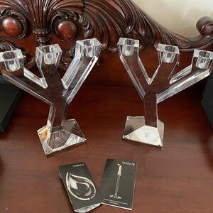 Orrefors Crystal Candle Holders - set of TWO